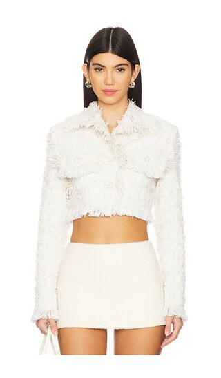 Yuhan Wang Frayed Tweed Jacket in White. Taglia M. Also in XL. | Revolve Clothing (Global)