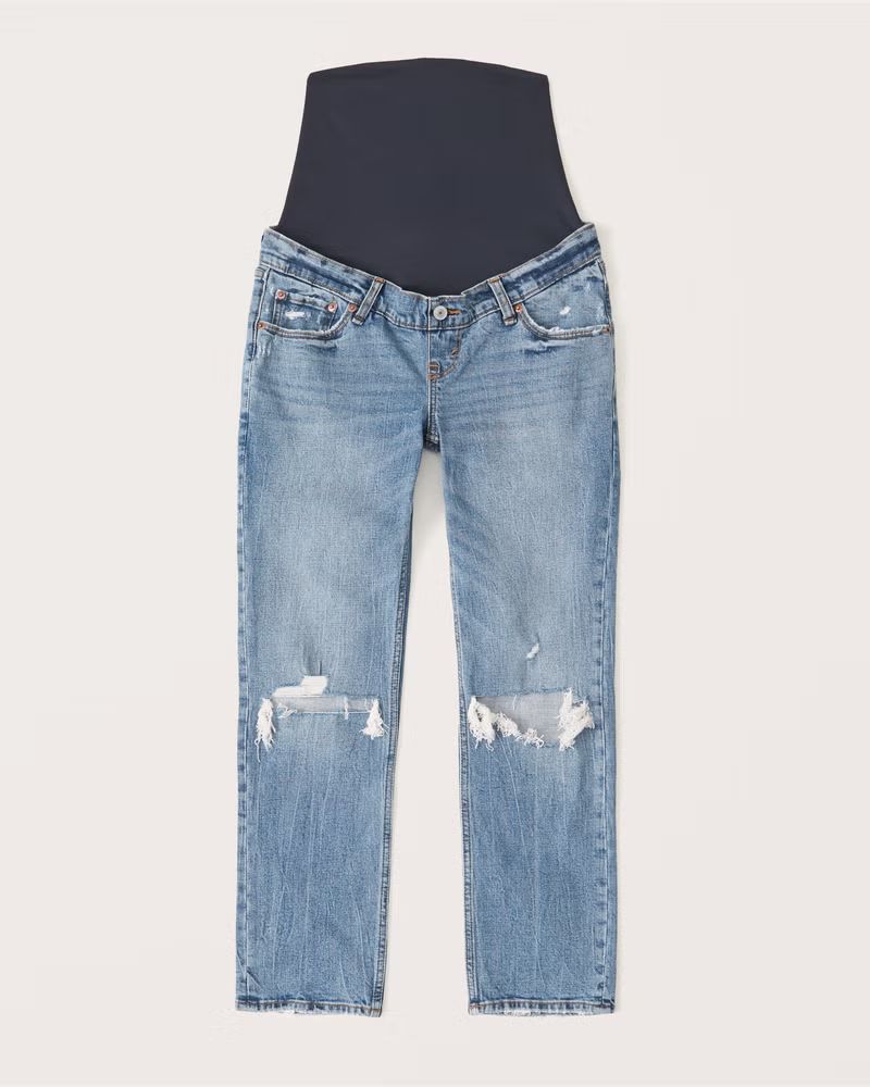 Women's Maternity Ultra High Rise Ankle Straight Jeans | Women's New Arrivals | Abercrombie.com | Abercrombie & Fitch (US)
