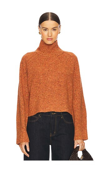 Cropped Turtleneck Cashmere Sweater in Chai | Revolve Clothing (Global)