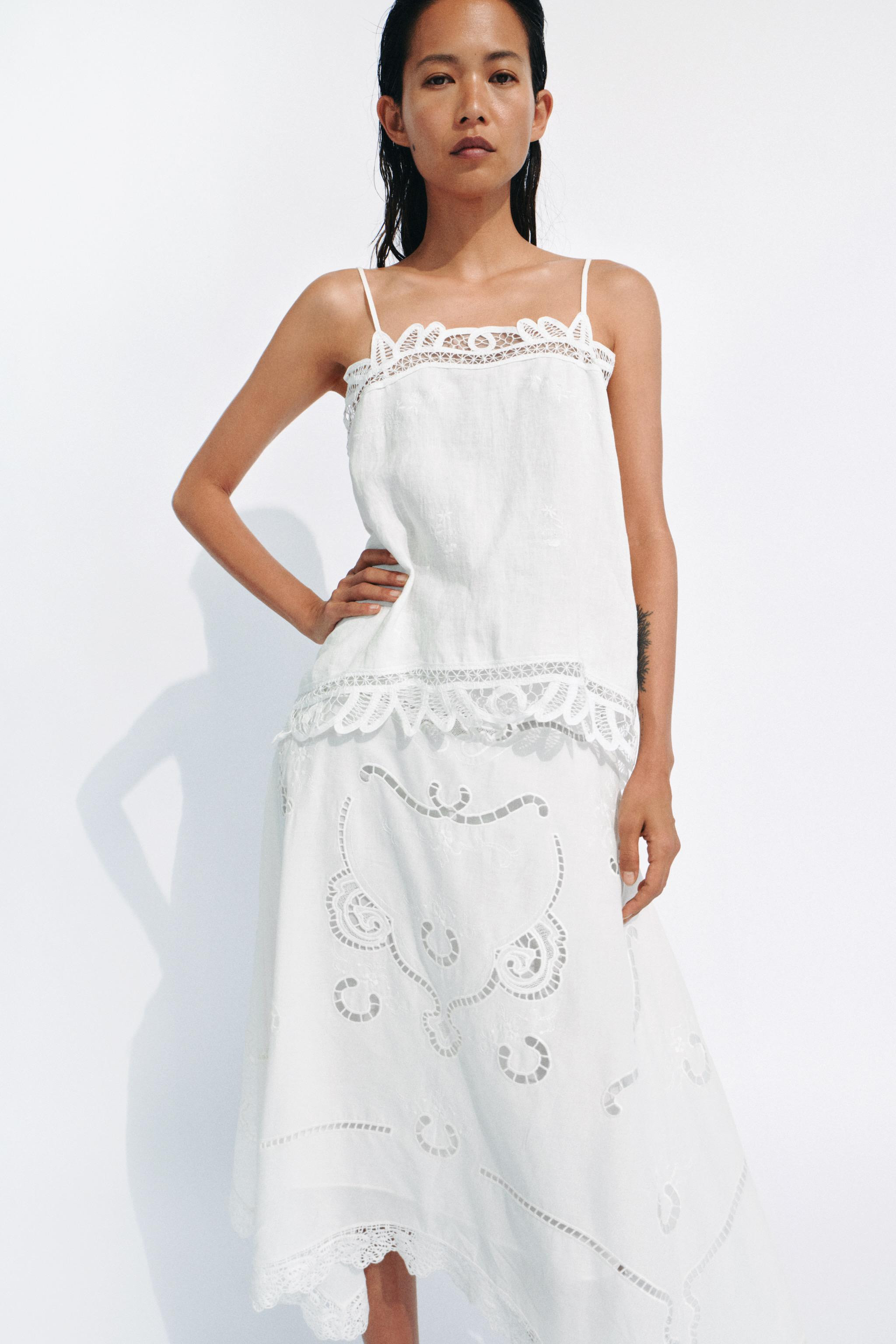 ZW COLLECTION 100% LINEN EMBROIDERED TOP | Zara Canada