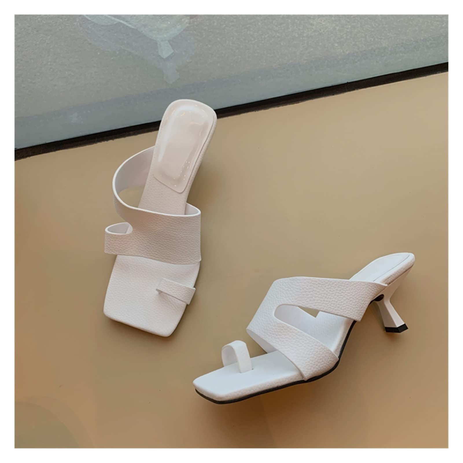 N/A Summer Square Toe Women Slippers Fashion Low High Heel Ladies Mules Female Outside Beach Slid... | Amazon (US)