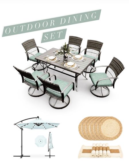 Outdoor furniture, patio dining set, patio decor, patio umbrella

#LTKSeasonal #LTKFamily #LTKHome