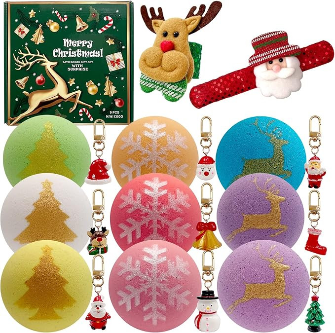 9 Pack Christmas Bath Bombs for Kids with Surprise Inside, Christmas Gift Set Bath Bombs for Boys... | Amazon (US)