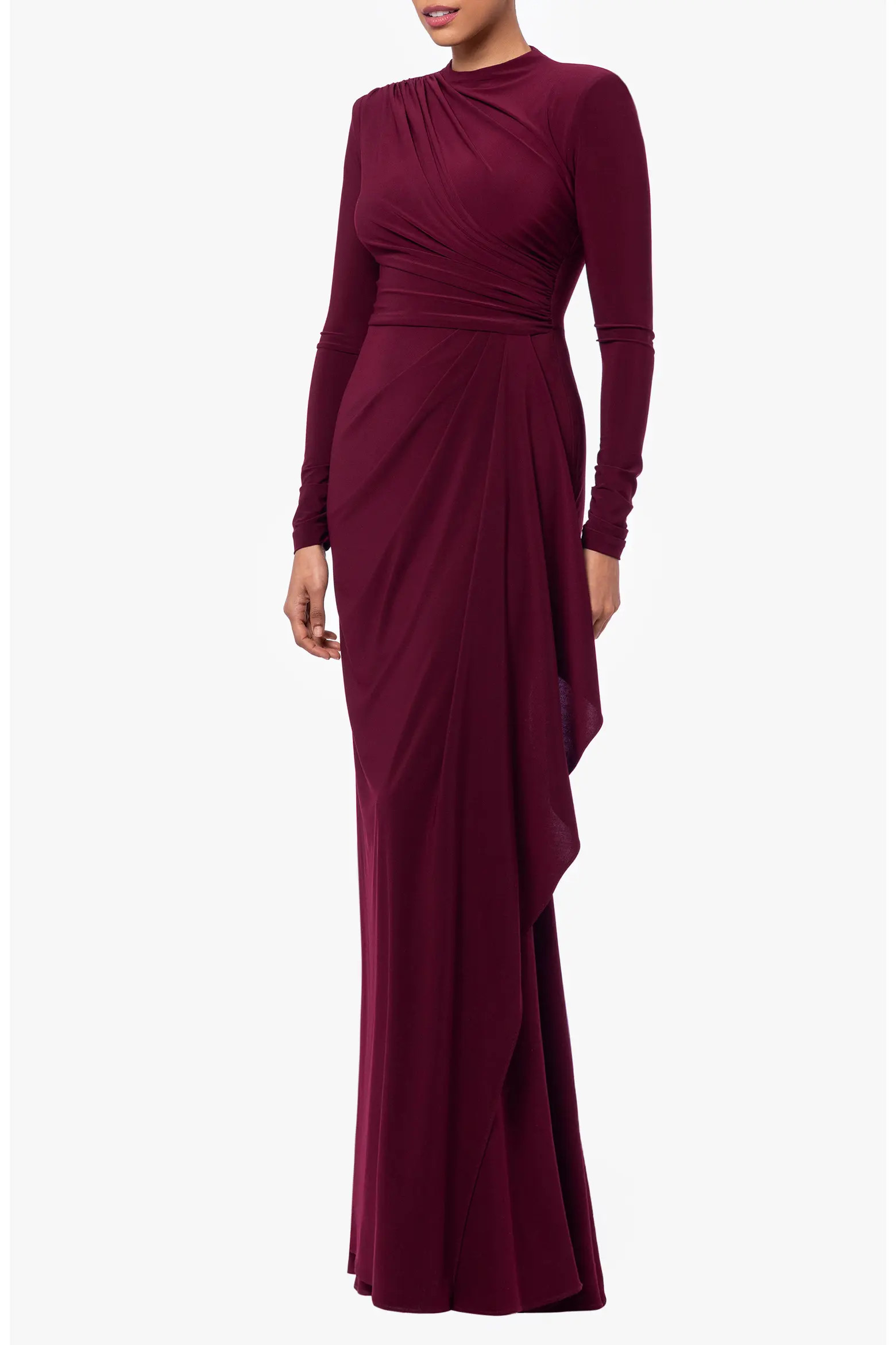 Betsy & Adam Ruffle Long Sleeve Sheath Gown in Navy at Nordstrom, Size 16 | Nordstrom