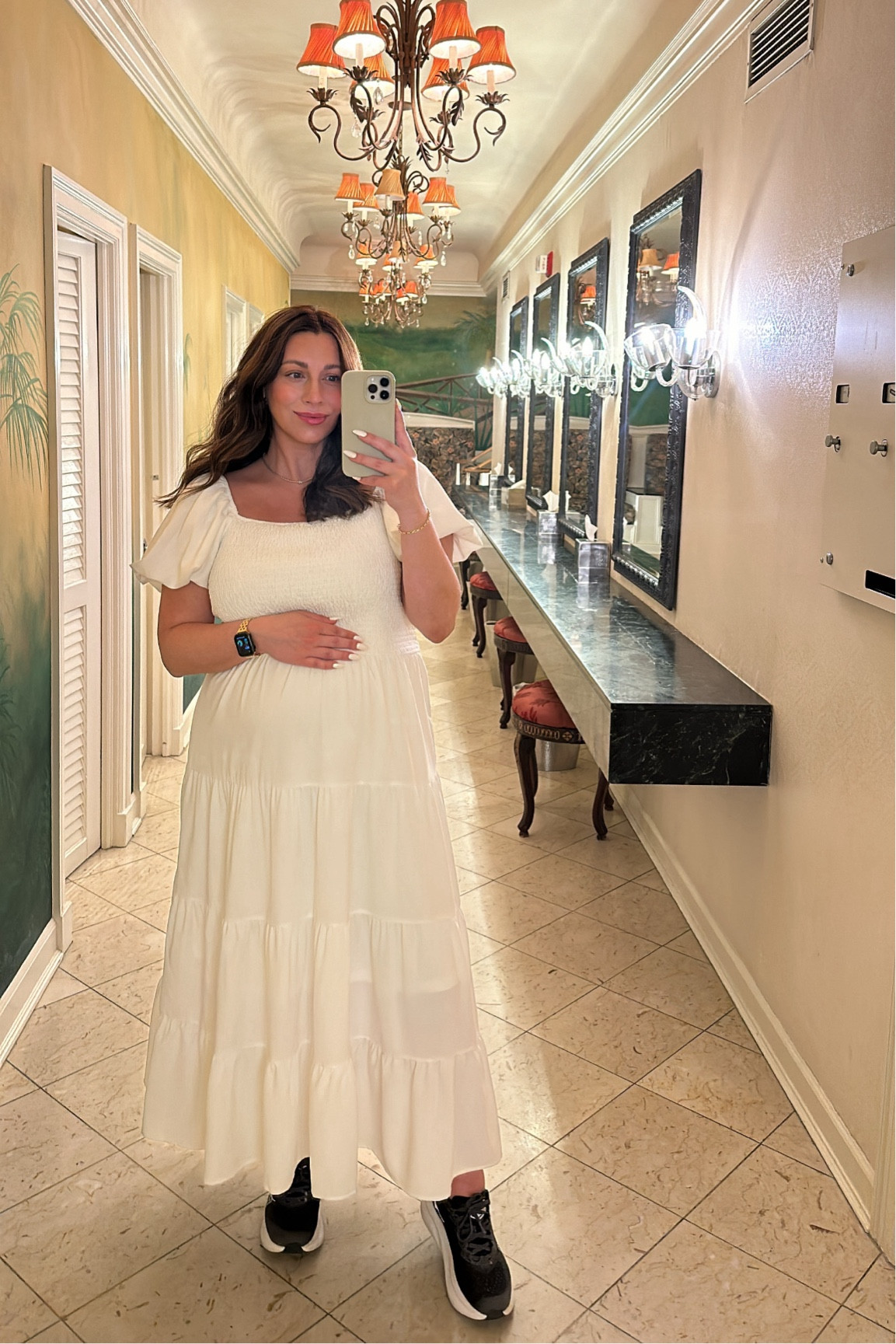 Sometimes it’s comfort over fashion and that’s exactly what’s happening here with the Hokas 😂 I love them for working out or wearing activewear but today was a must with all the walking! Anyways, how cute is this dress! Was in-between sizes with the bump since it’s not maternity, sized up! 

White dress, spring dress, summer dress, bump friendly, mom to be, dresses, bridal, white party

#LTKStyleTip #LTKBump #LTKFindsUnder100