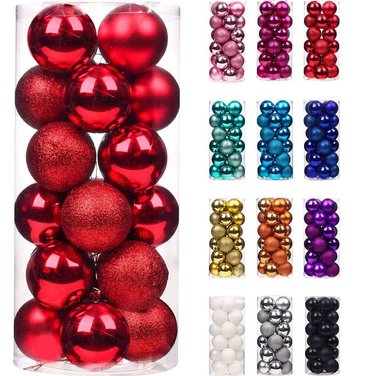 haozzaw 24Pcs Christmas Tree Balls Ornaments for Xmas Christmas Tree 30mm/1.18" Shatterproof Chri... | Walmart (US)