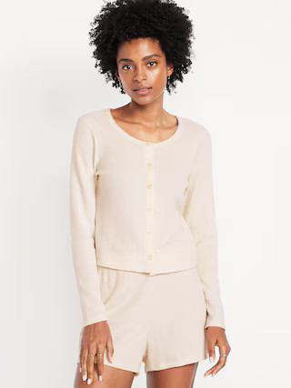 Button-Down Waffle-Knit Sleep Top | Old Navy (US)