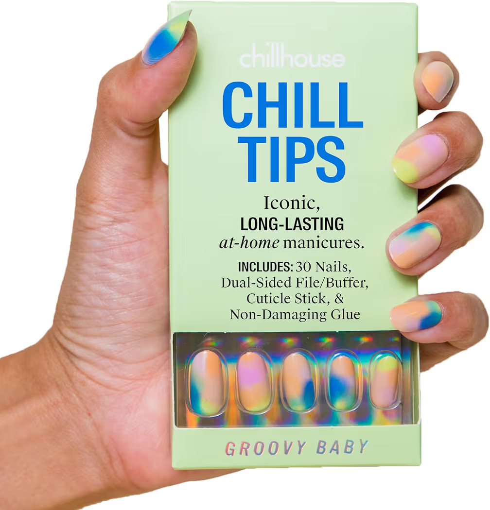Chillhouse - Chill Tips, Press on Nails Kit - Groovy Baby (Oval) - 30 Nail Shapes & Sizes - Up to... | Amazon (US)