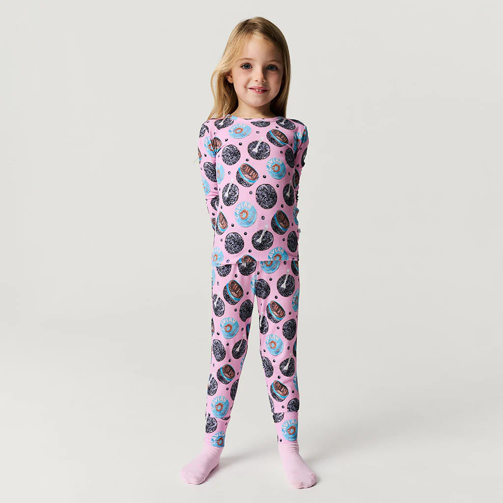Cavial Pink Long Sleeve Toddler Pajamas | Posh Caviar | Posh Peanut
