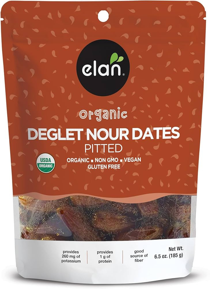 Elan Organic Pitted Dates, 185g, Naturally Sweet Dried Fruits, No Pits, No Sugar Added, No Sulphi... | Amazon (CA)