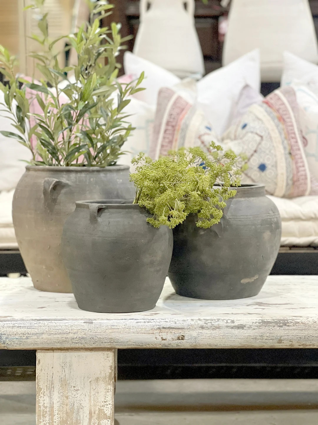 Large Charcoal Gray Vase Weathered Large Gray Pot Vintage - Etsy | Etsy (US)