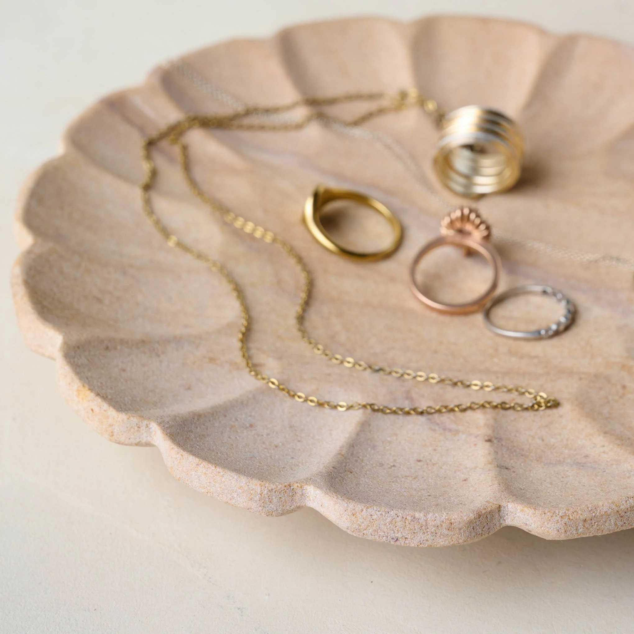 Sandstone Scalloped Trinket Dish | Magnolia