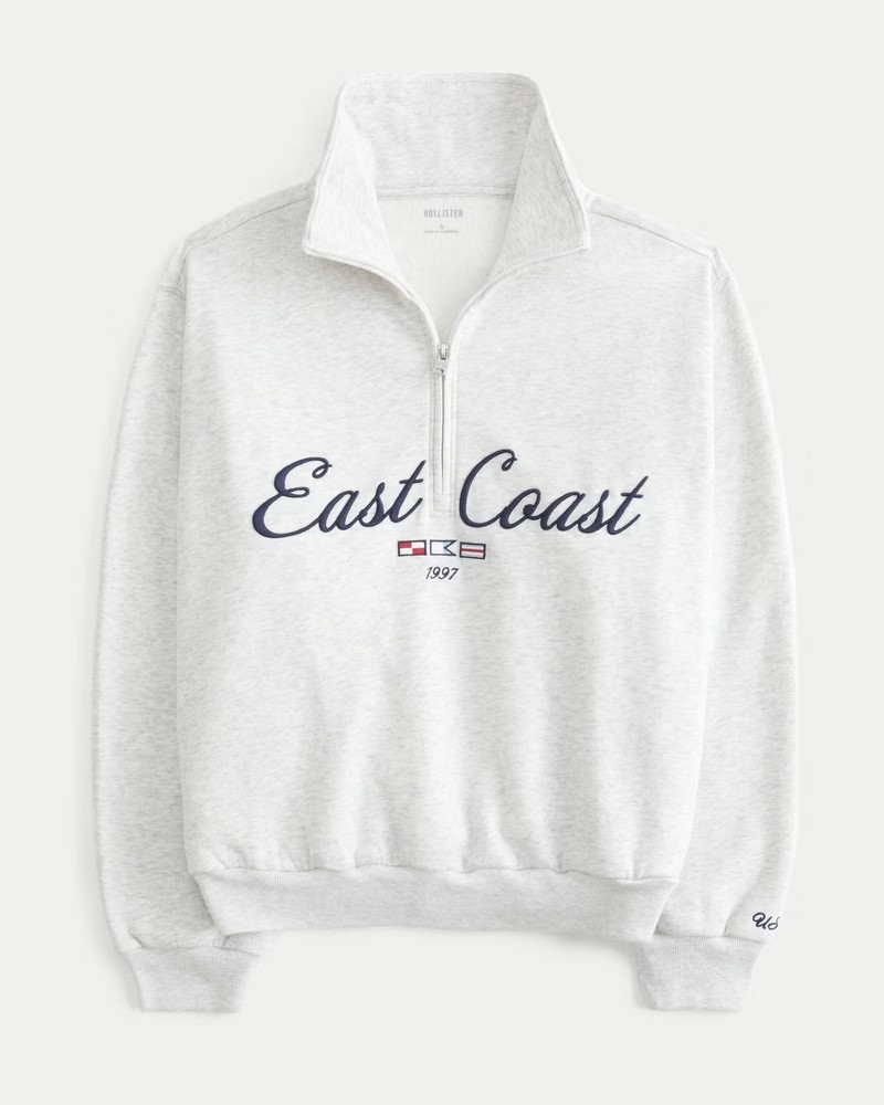 Women's Easy East Coast Graphic Half-Zip Sweatshirt from Hollister | Hollister (US)
