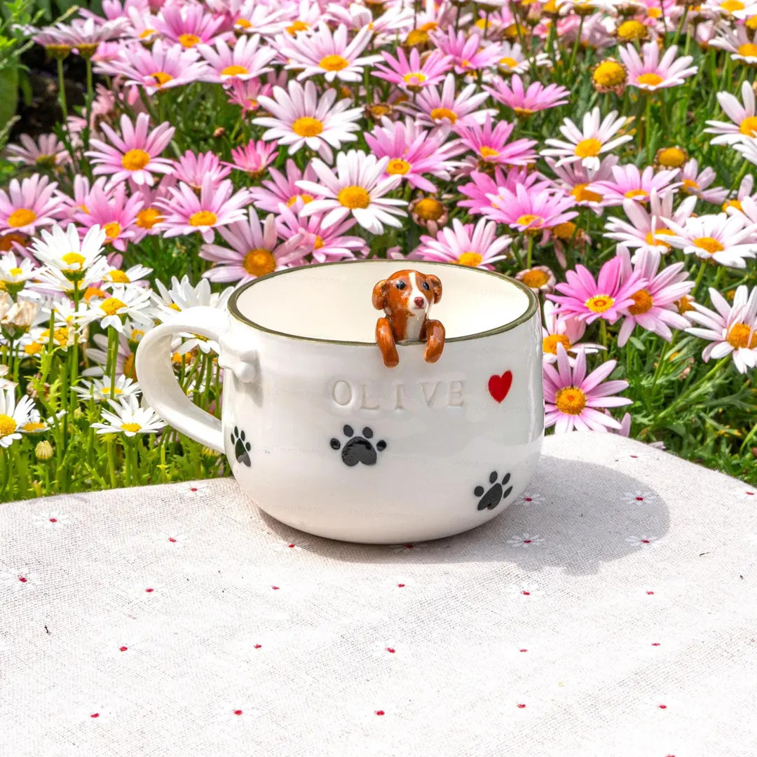 Custom Pet Mug With 3D Dog/cat Figure Handmade Ceramic Mug Peekaboo Pet Mug Memorial Gift for Pet... | Etsy (US)