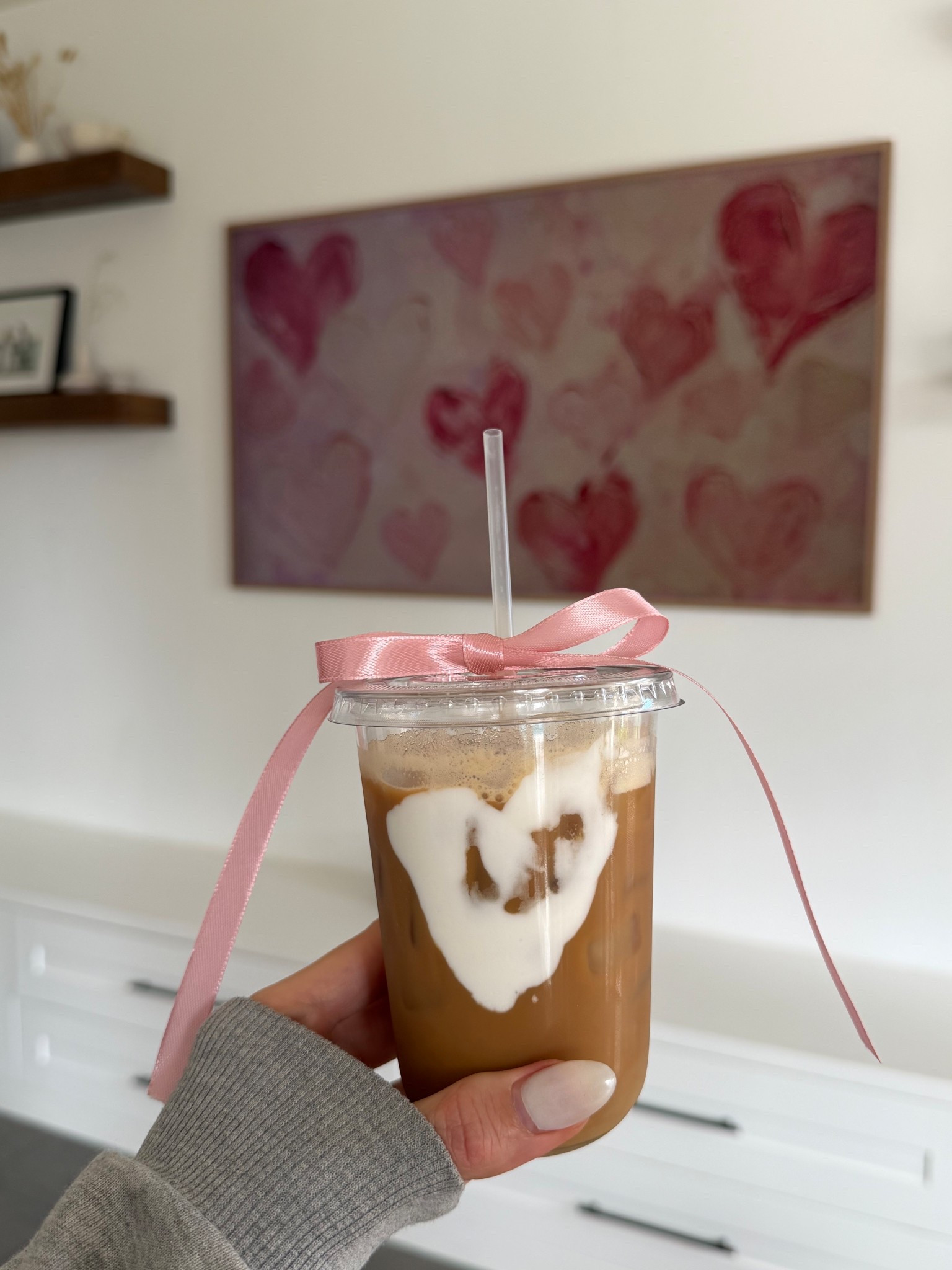 Valentine’s Day coffee 
Marshmallow fluff heart 
Frame tv art 
Cafe at home ☕️🎀🤍

#LTKdayinmylife #LTKHome #LTKmorningroutine