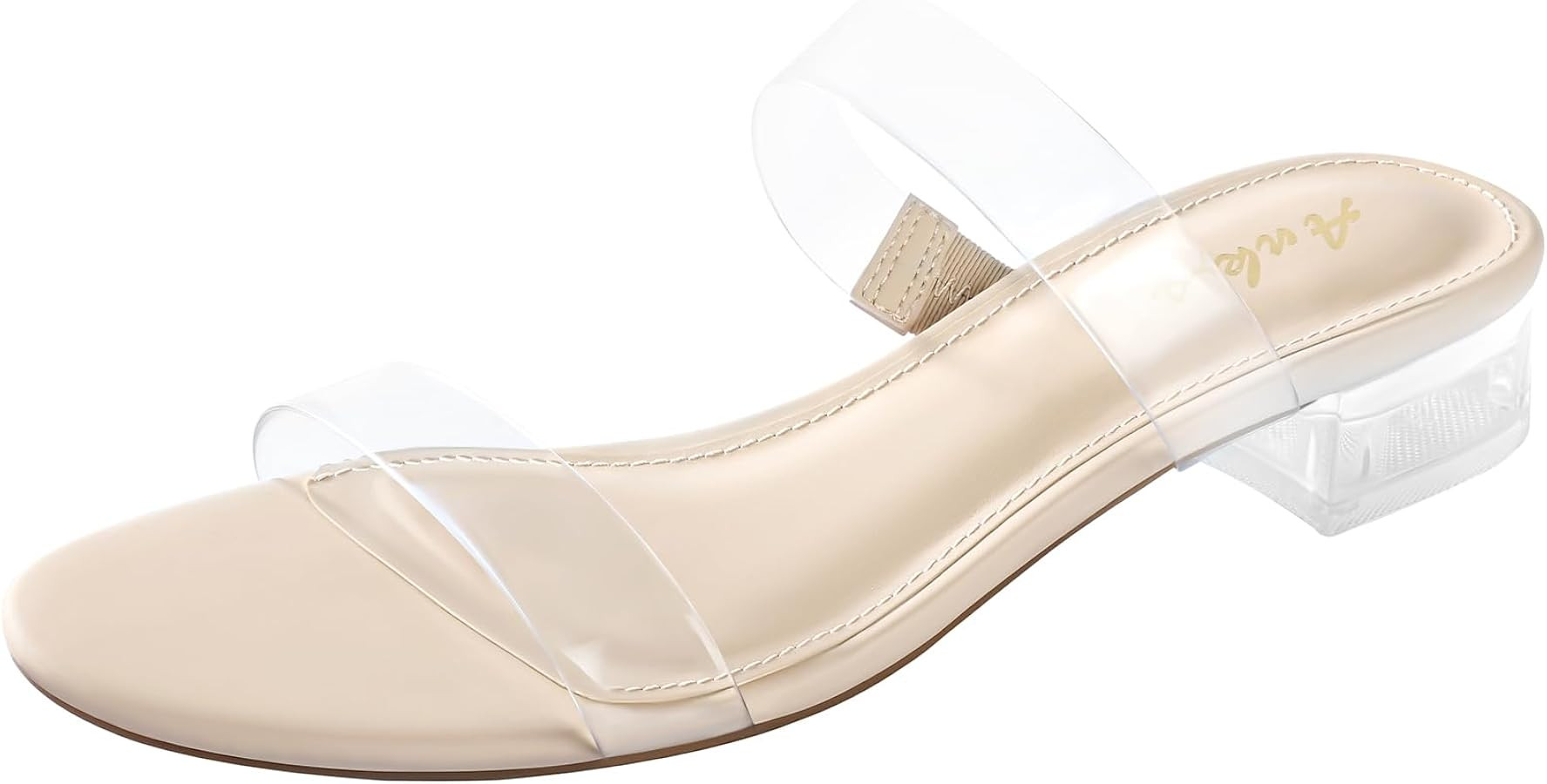 Ankis Women Black White Nude Clear Heels Sandals - 1 Inch Heels for Women Low Chunky Block Heels ... | Amazon (US)