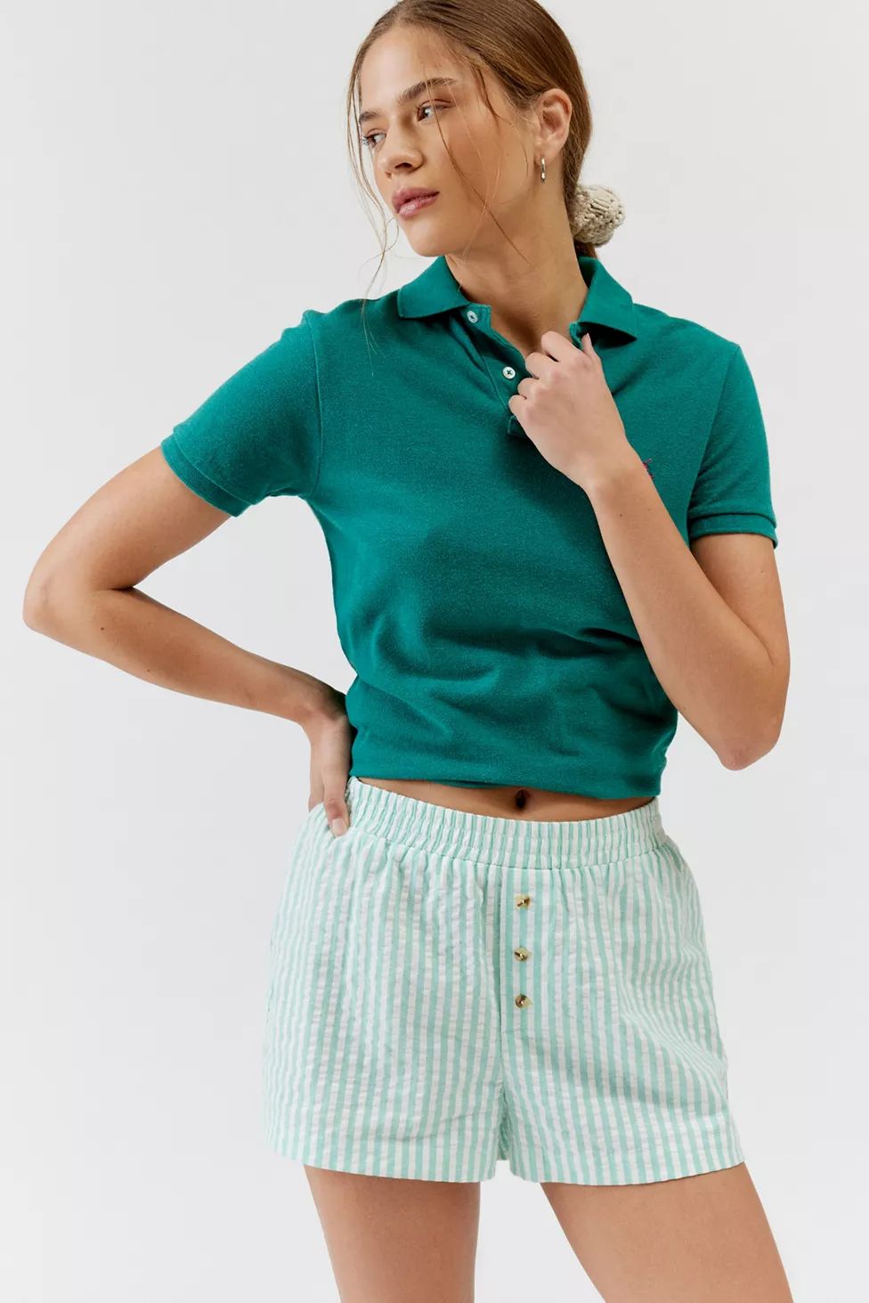 Urban Renewal Remnants Made In LA Seersucker Button Front Boxer Short | Urban Outfitters (US and RoW)