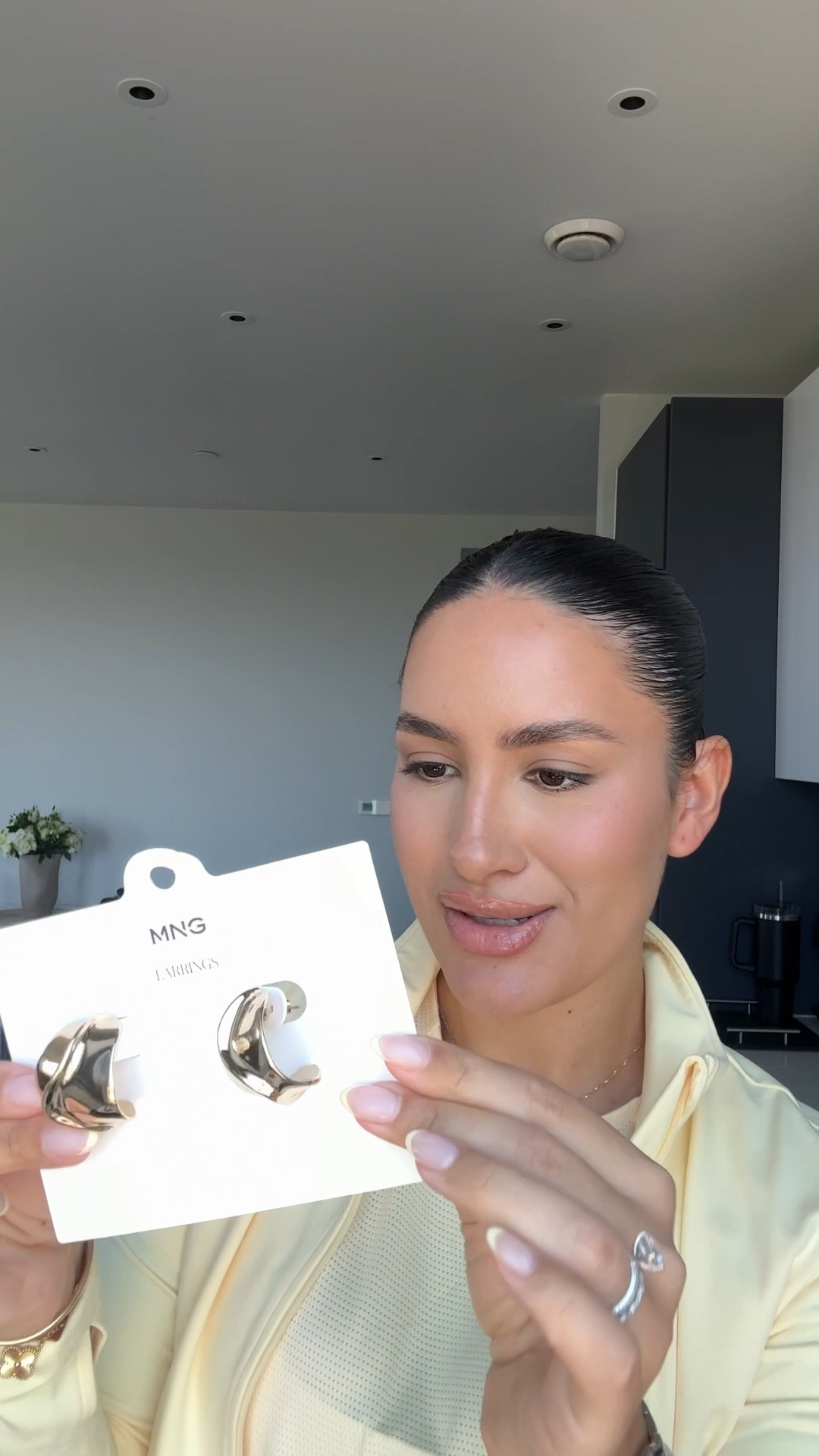 Mango earrings, sunnies, H&M sunglasses, butter yellow, cute gym wear, yellow gym wear