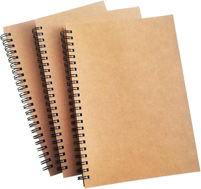 Lined Spiral Notebook, 3PCS Kraft Cover Spiral Journal, 5.9x 8.2 Inchs, 100GSM Thick Paper, 120 P... | Amazon (US)