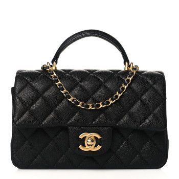 Caviar Quilted Mini Top Handle Rectangular Flap Black | FASHIONPHILE (US)