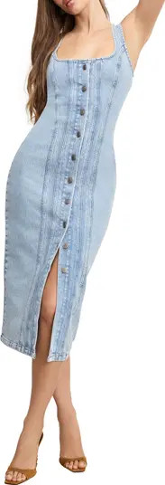 Good American Button Front Denim Midi Dress | Nordstrom | Nordstrom