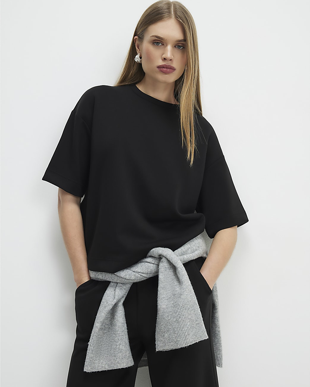 Black Premium Short Sleeve Boxy T-Shirt | River Island UK & IE