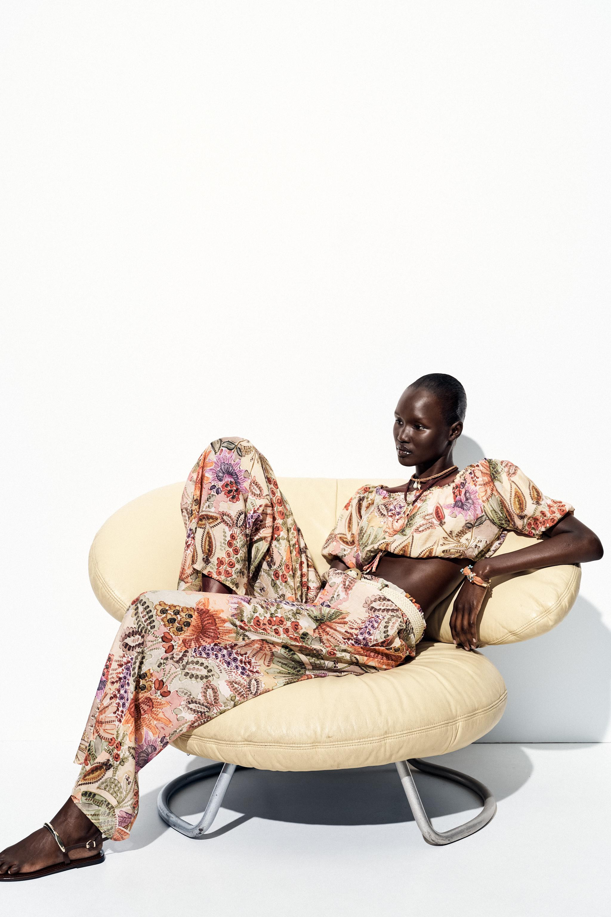 PRINTED BELTED PANTS | Zara US