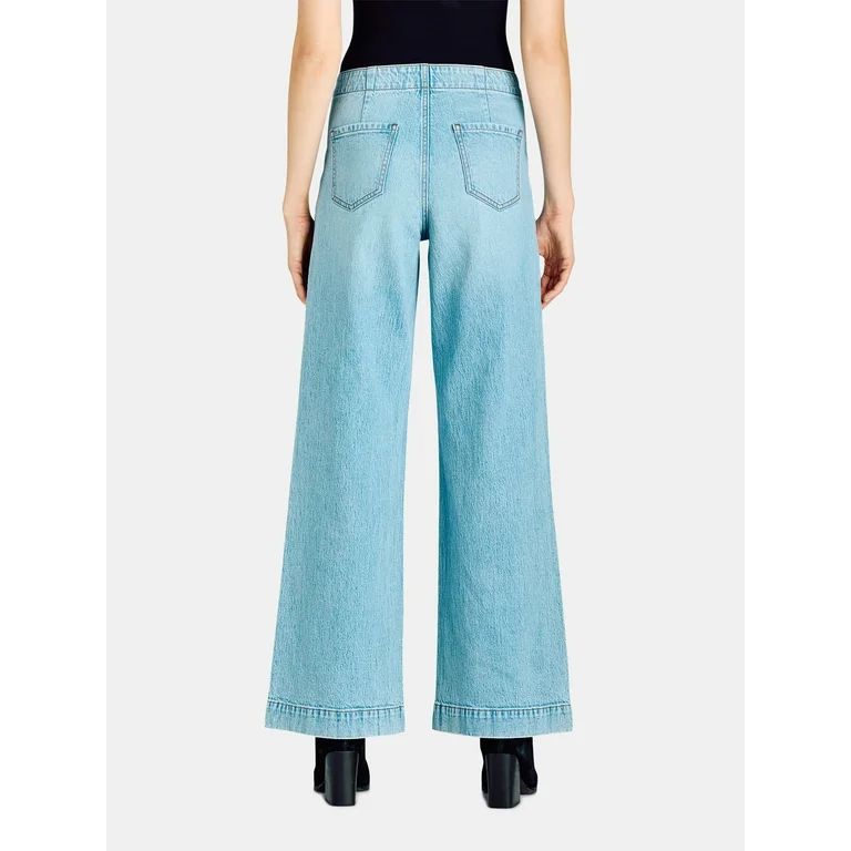 Time and Tru Women's High Rise Button Fly Wide Leg Jeans, Sizes 2-20 | Walmart (US)