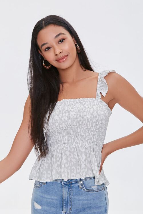 Spotted Print Smocked Top | Forever 21 (US)