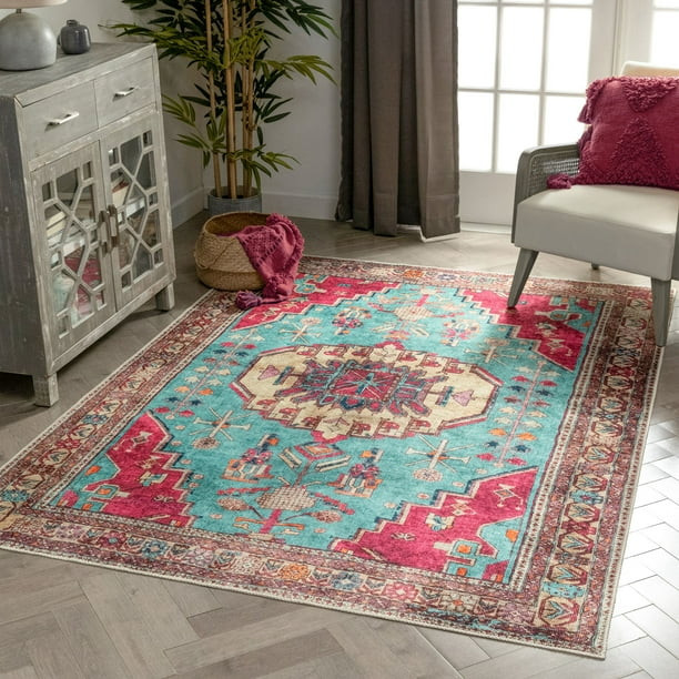Well Woven Lotus Shasta Blush Turquoise Vintage Bohemian Medallion Persian 2'7" x 9'10" Runner Ma... | Walmart (US)