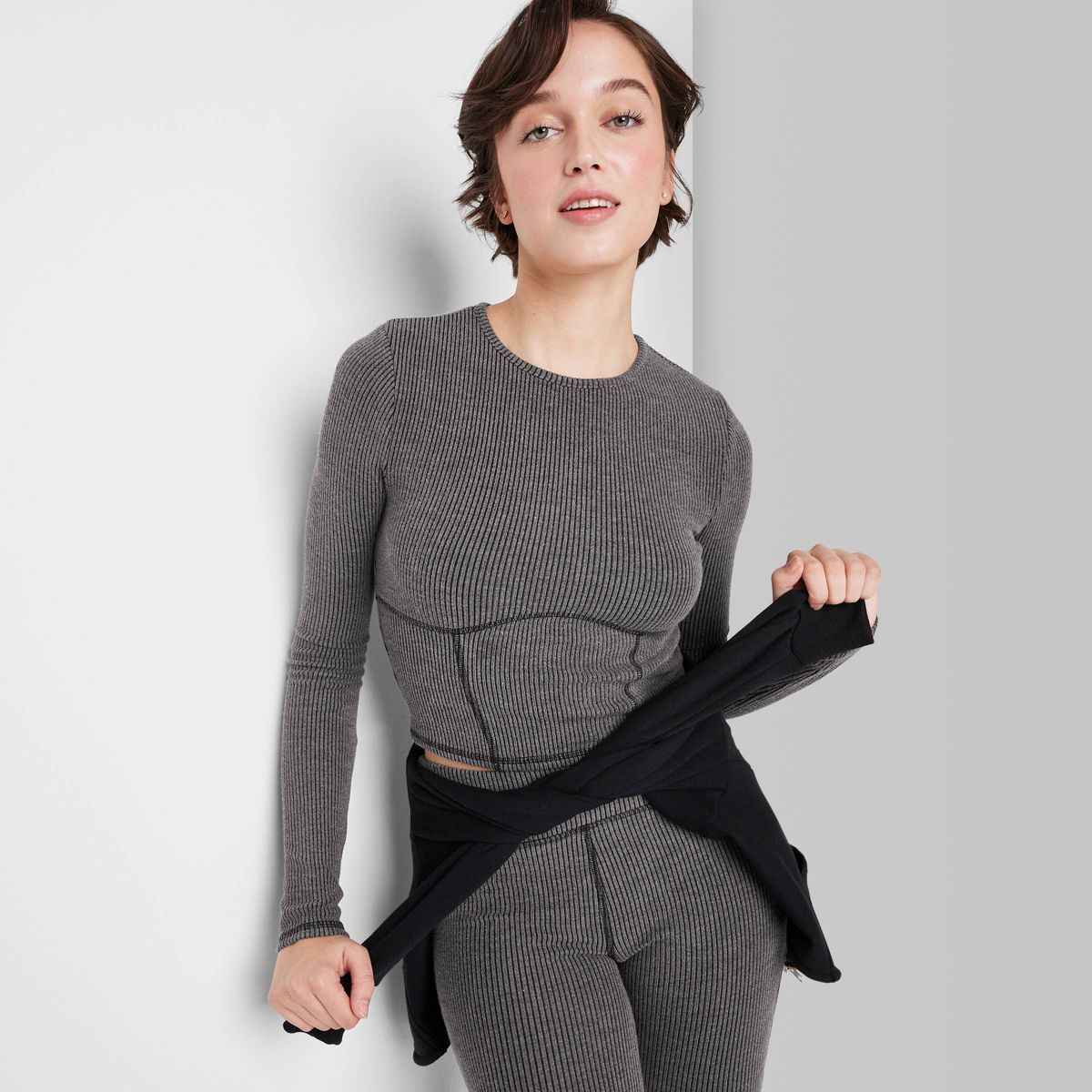 Women's Long Sleeve Corset Seam T-Shirt - Wild Fable™ | Target