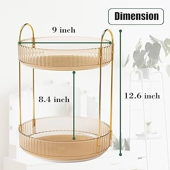 Zufudo Rotating Makeup Organizer 2 Tier Lazy Susan Trays Skincare Perfume Organizer for Bathroom ... | Amazon (US)