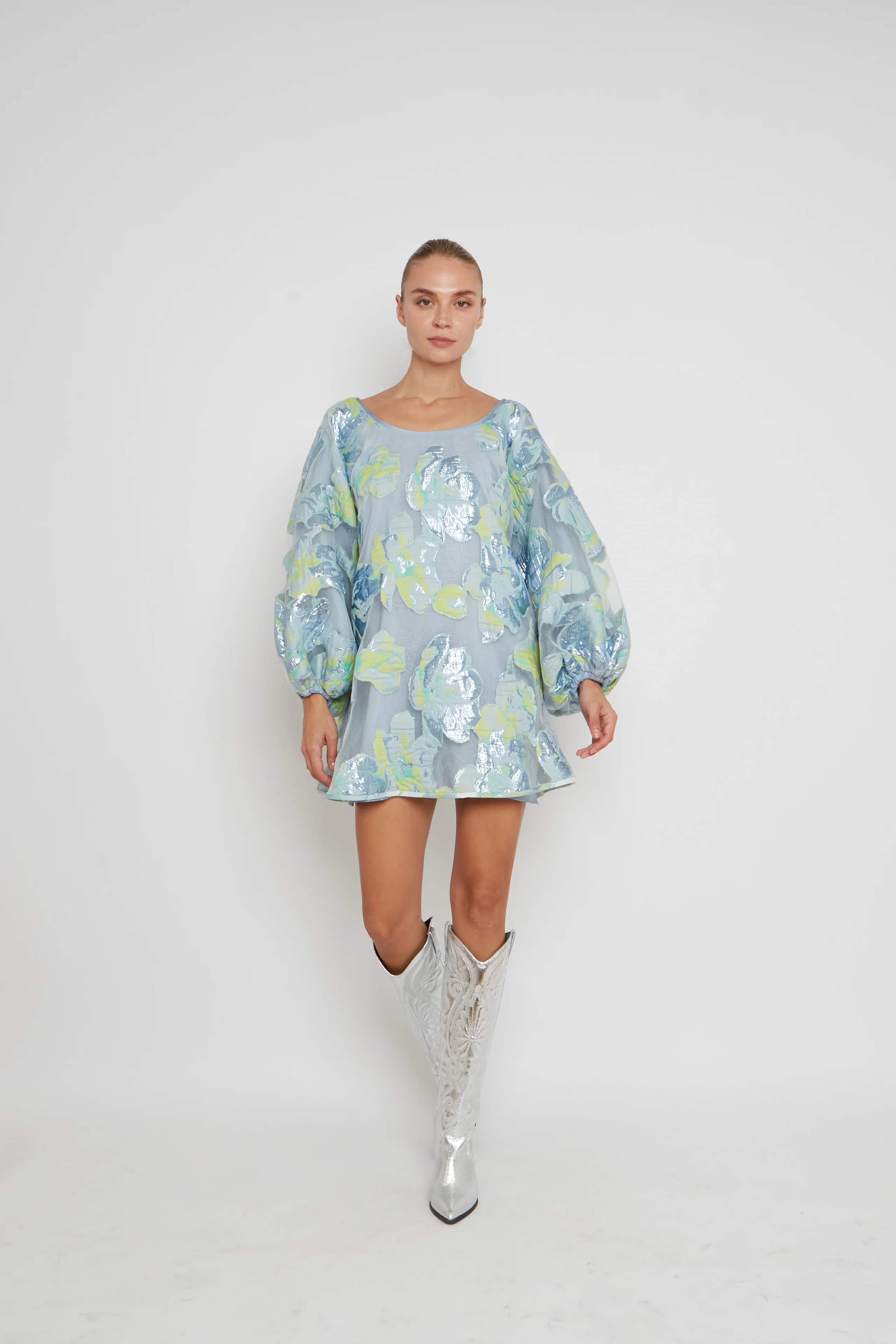 Sea Magnolia Floral Organza Good Luck Dress XS+3" / Sea Magnolia Floral Organza | Arianne Elmy