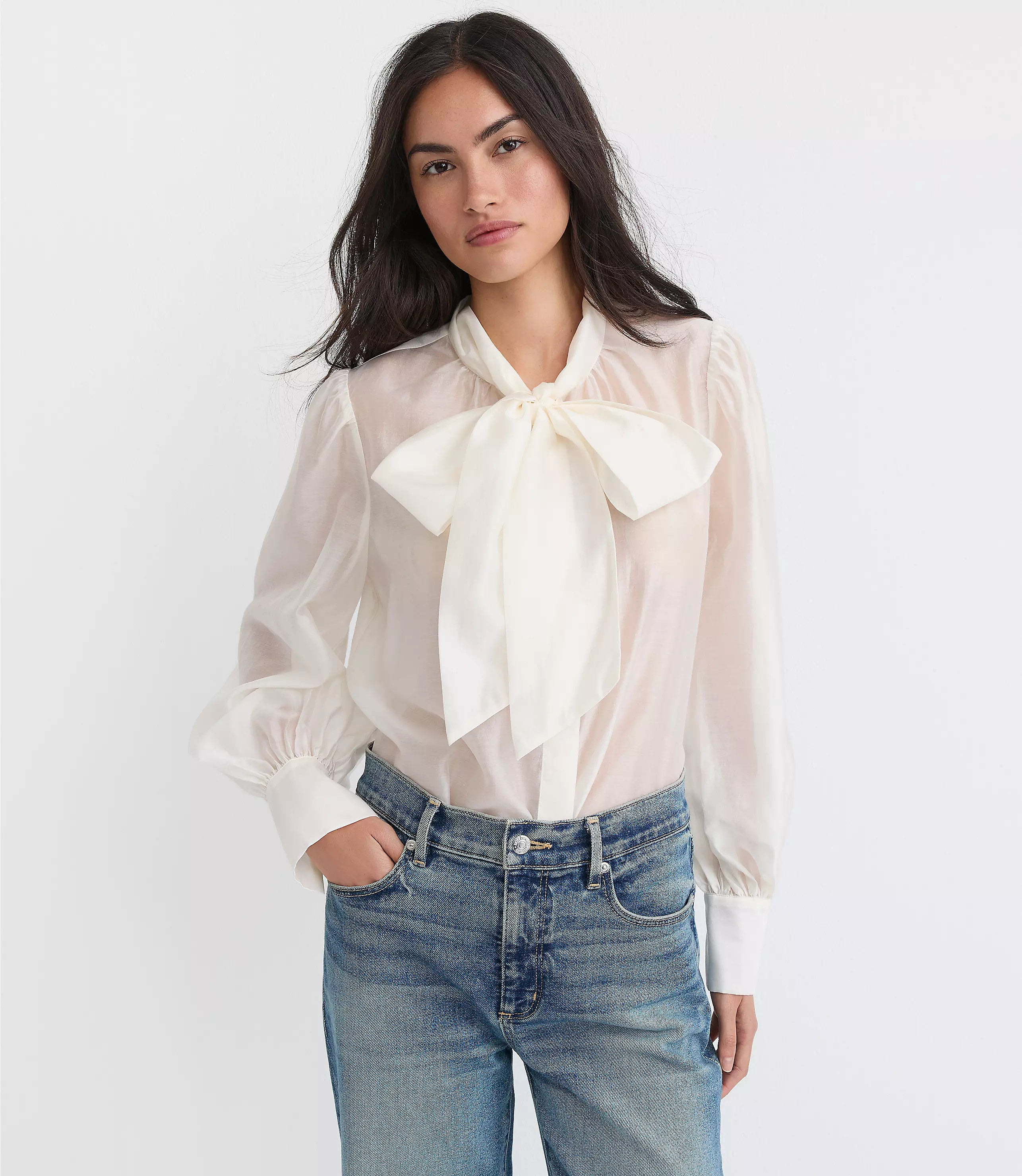 Blouson Sleeve Bow Blouse | LOFT