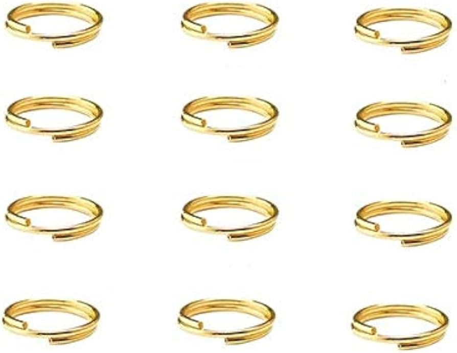 WOIWO 200 Pieces 10 mm Double Loops Round Split Jump Rings for Charm Jewelry Findings (Gold) | Amazon (US)