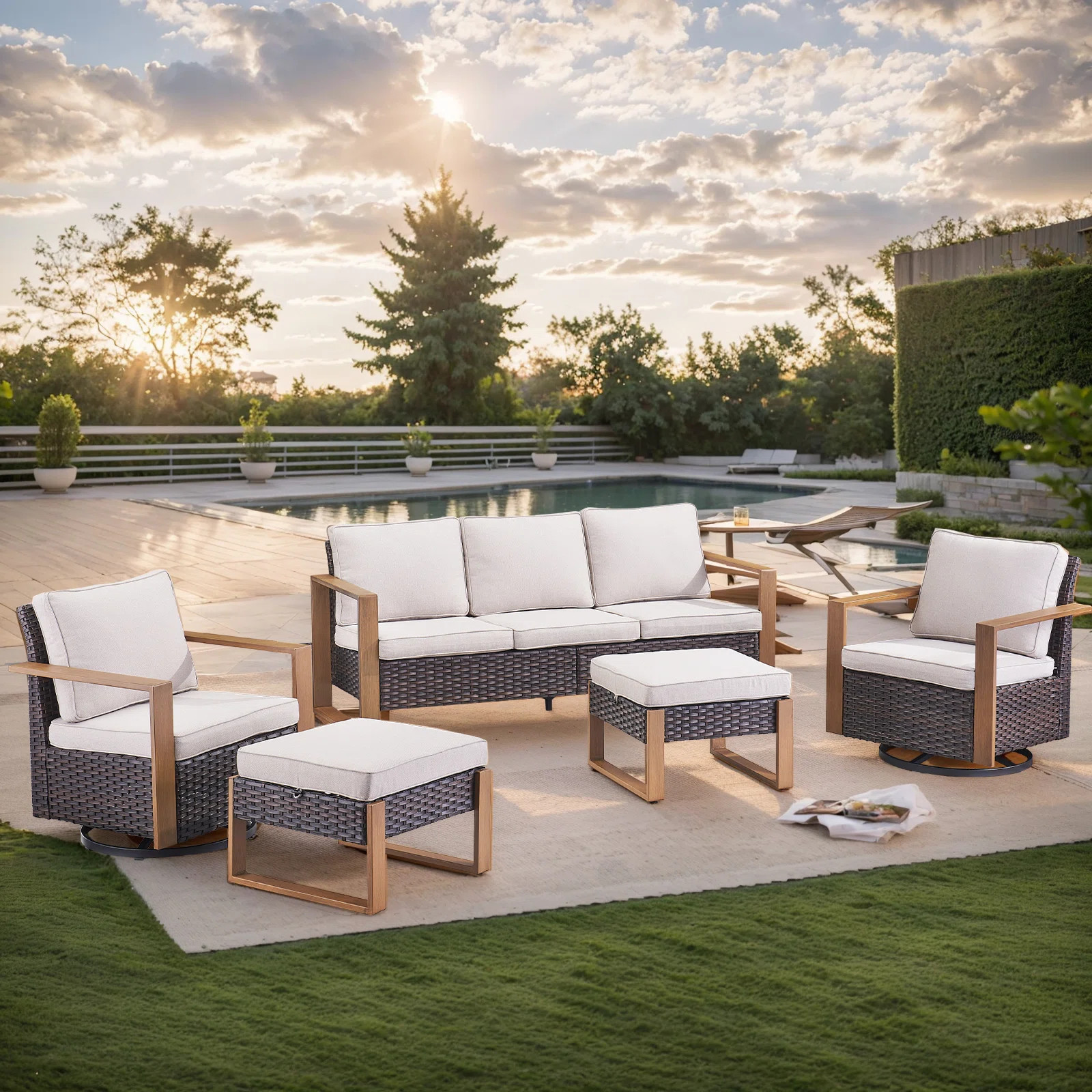 Drazen Wicker Steel Outdoor Seating Group | Wayfair North America