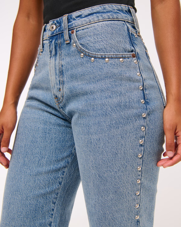 Curve Love High Rise 90s Relaxed Studded Jean | Abercrombie & Fitch (US)