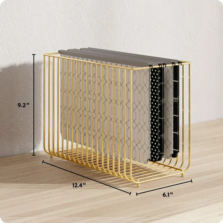 U Brands Bent Wire Hanging File Basket, 9.2 x 12.4 x 6.1 in., Gold Metal | Walmart (US)