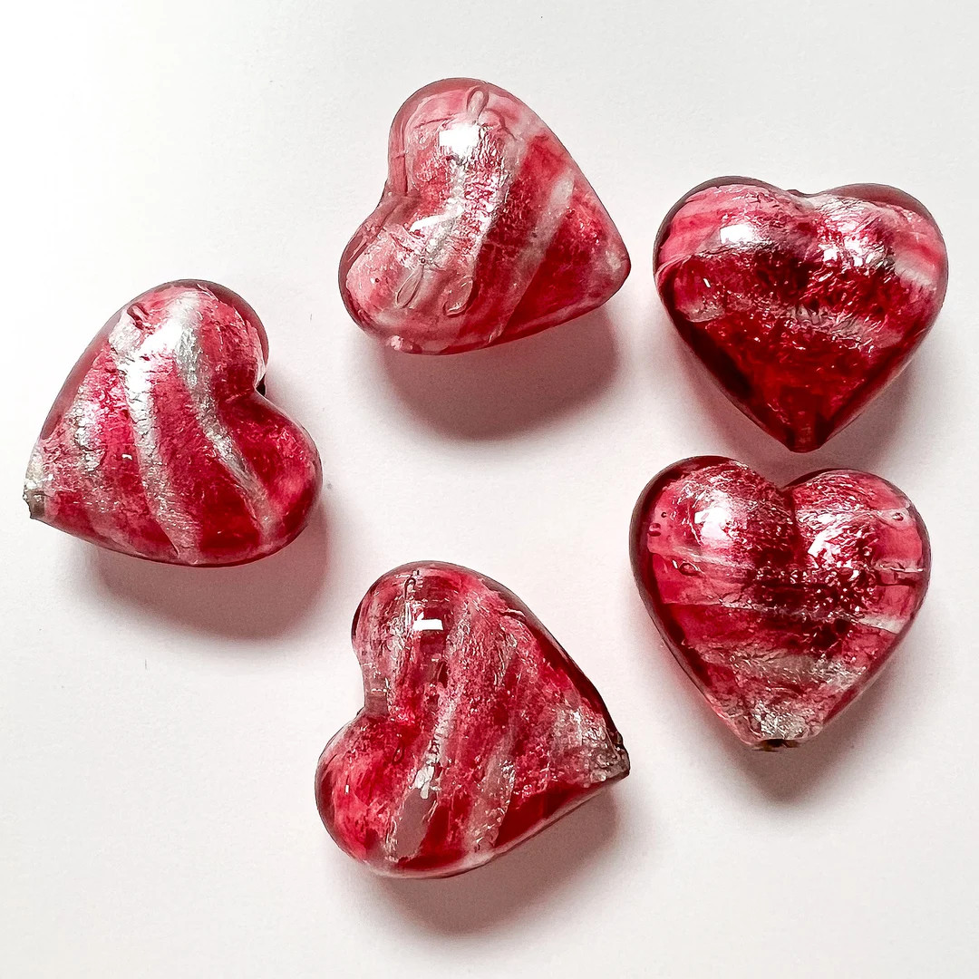 Venetian Murano Foil Glass Heart | Handmade | Pendant, Earrings, Glass Heart, Italian Glass, 17mm | Etsy (US)