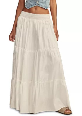 Lucky Brand Women's Tiered Midi Skirt, White, X-Large | Belk