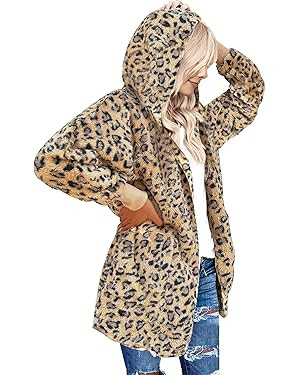 LookbookStore Womens Cardigan 2025 Winter Oversized Open Front Fleece Hooded Draped Pockets Jacke... | Amazon (US)