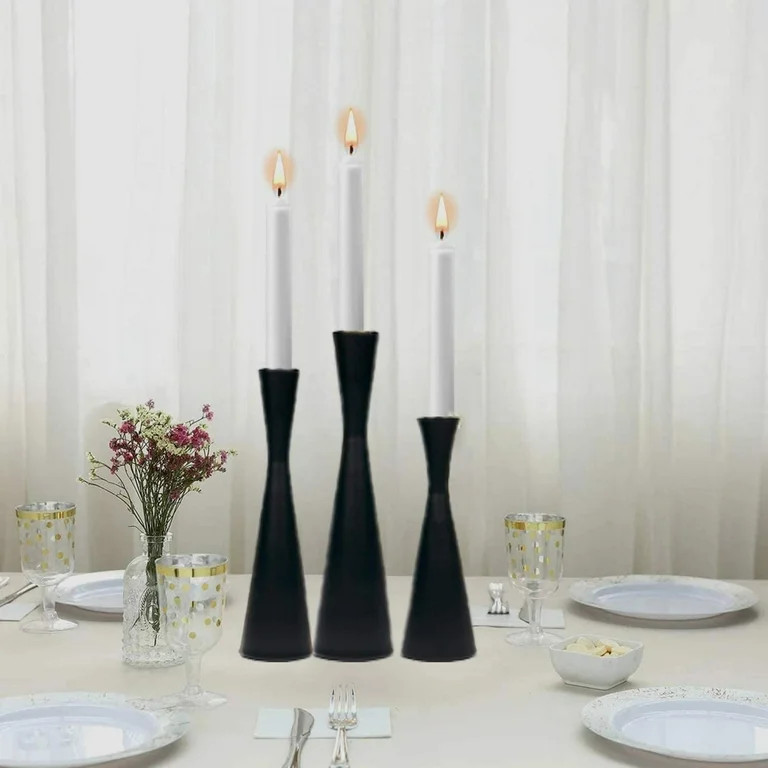 Candle Holders Set of 3 Black Metal Taper Candlestick Holders, Vintage and Modern Decorative Cent... | Walmart (US)