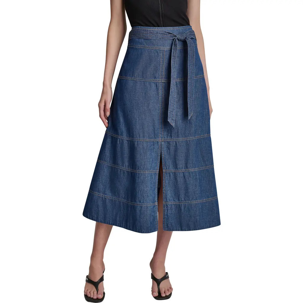 DKNY Crosby Denim Midi Skirt in Crosby Wash at Nordstrom, Size 4 | Nordstrom