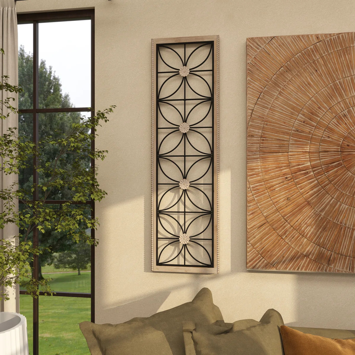 Metal Floral Home Wall Decor with Brown Frame | Wayfair North America