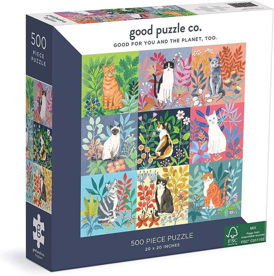 Galison Cats and Flowers 500 Piece Jigsaw Puzzle from Good Puzzle Co. - Beautiful Puzzles That Gi... | Amazon (US)