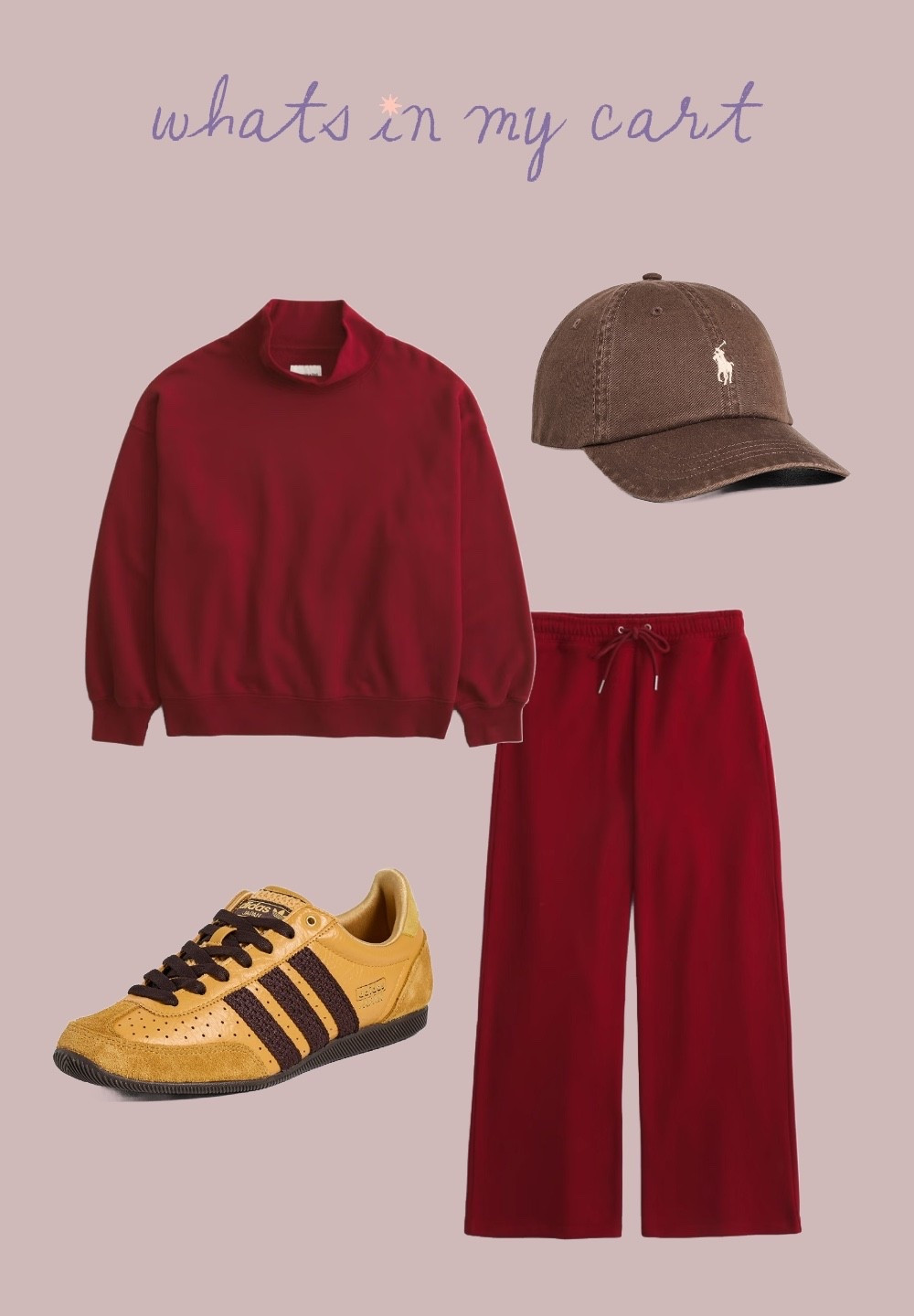 what’s in my cart 🛒 
abercrombie set
adidas shoes 
ralph lauren hat