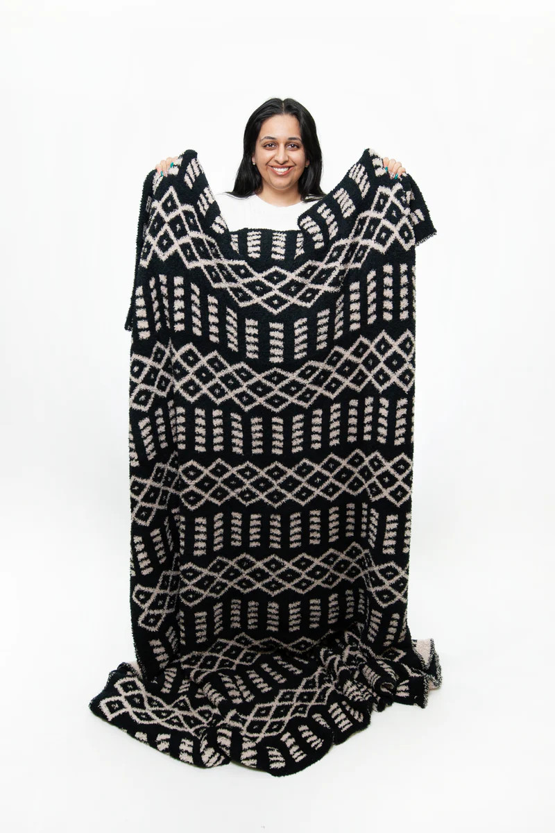 Tap Shoe & Rainy Day Diamond Point Print Throw | Sunset Snuggles