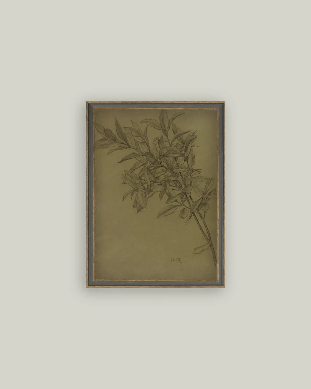 Leaves On Green Framed Antique Art | Luxe B Co