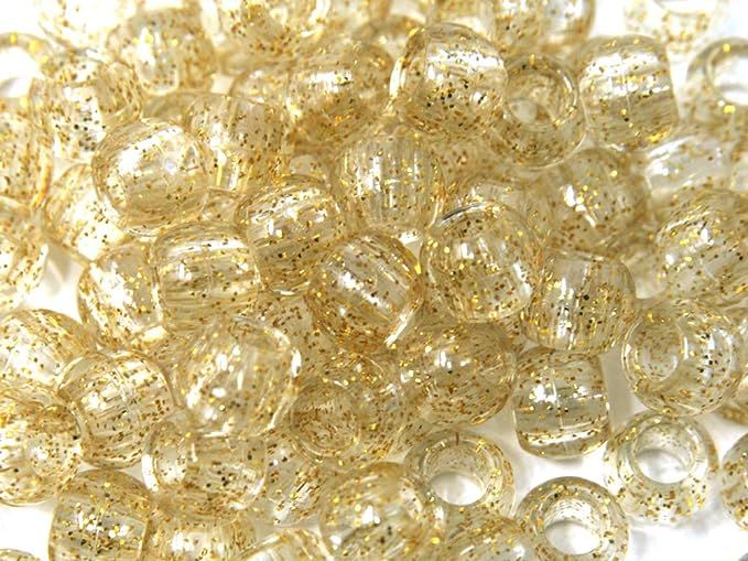 Tara Assorted Color Design 240 Pieces Plastic Beads 10x12 mm for Braid Hair for Girls (Gold Glitt... | Amazon (US)
