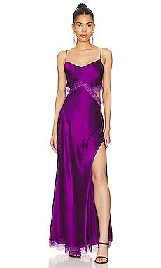 DANNIJO Lace Cut Out Maxi Slip Dress in Wine from Revolve.com | Revolve Clothing (Global)